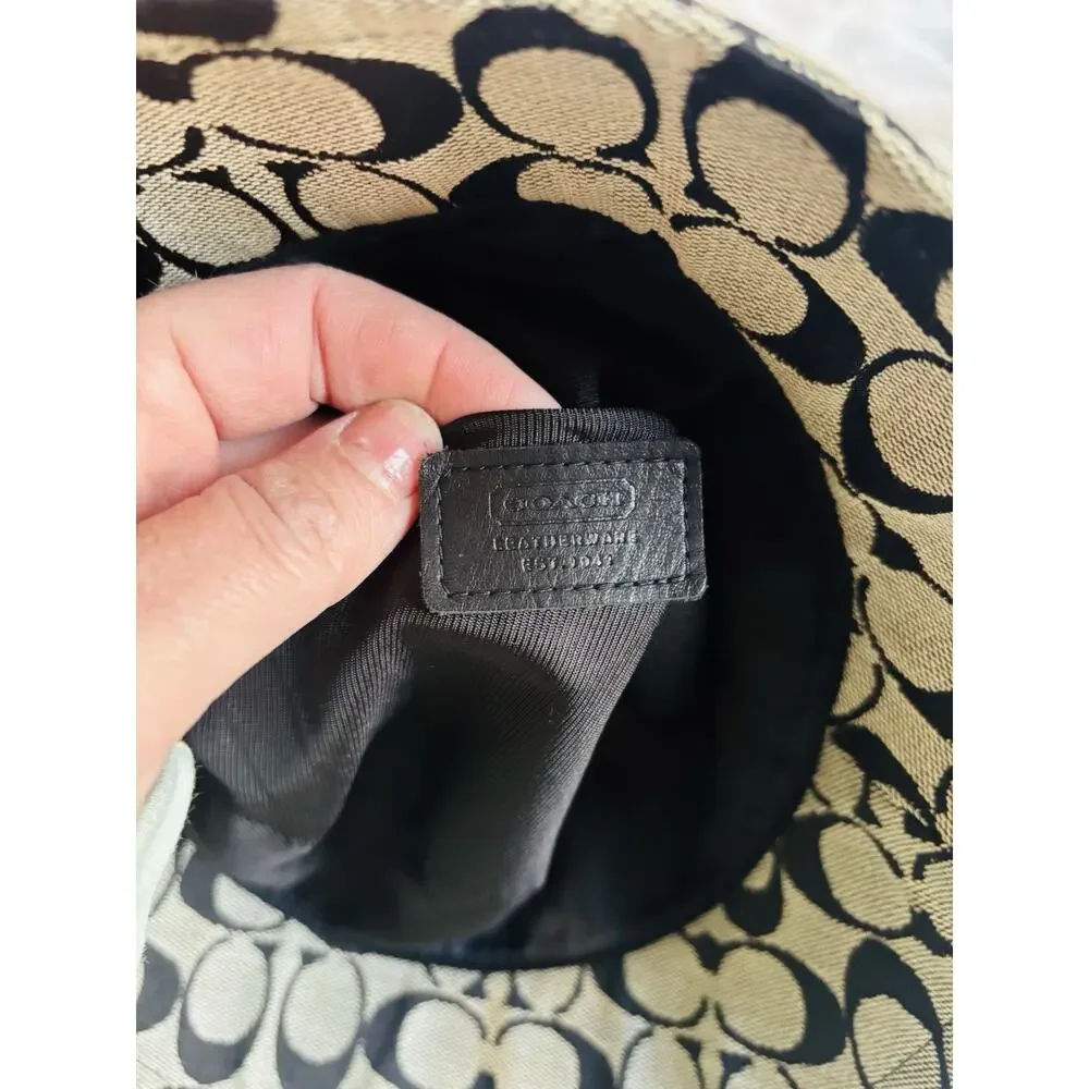 Y2K VTG Coach Signature Jacquard Bucket Hat Designer Logo Grey Black - Picture 4 of 5